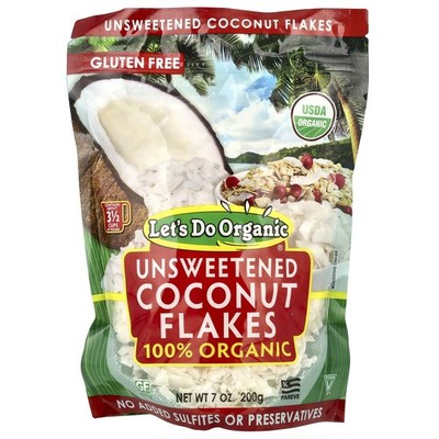 Let's Do Organic , 100% Organic Unsweetened Coconut Flakes, 7 oz (200 g)