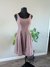 Nine West A Line Fit And Flare Sleeveless Pleated Neutral Mauve Party Dress