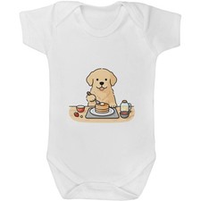 'Golden Retriever Eating Pancakes' Baby Grows / Bodysuits (GR061489)