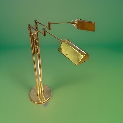 Vintage Lite Source LS-974 Pharmacy Floor Lamp - Brass Double Swing Arm - 1990s
