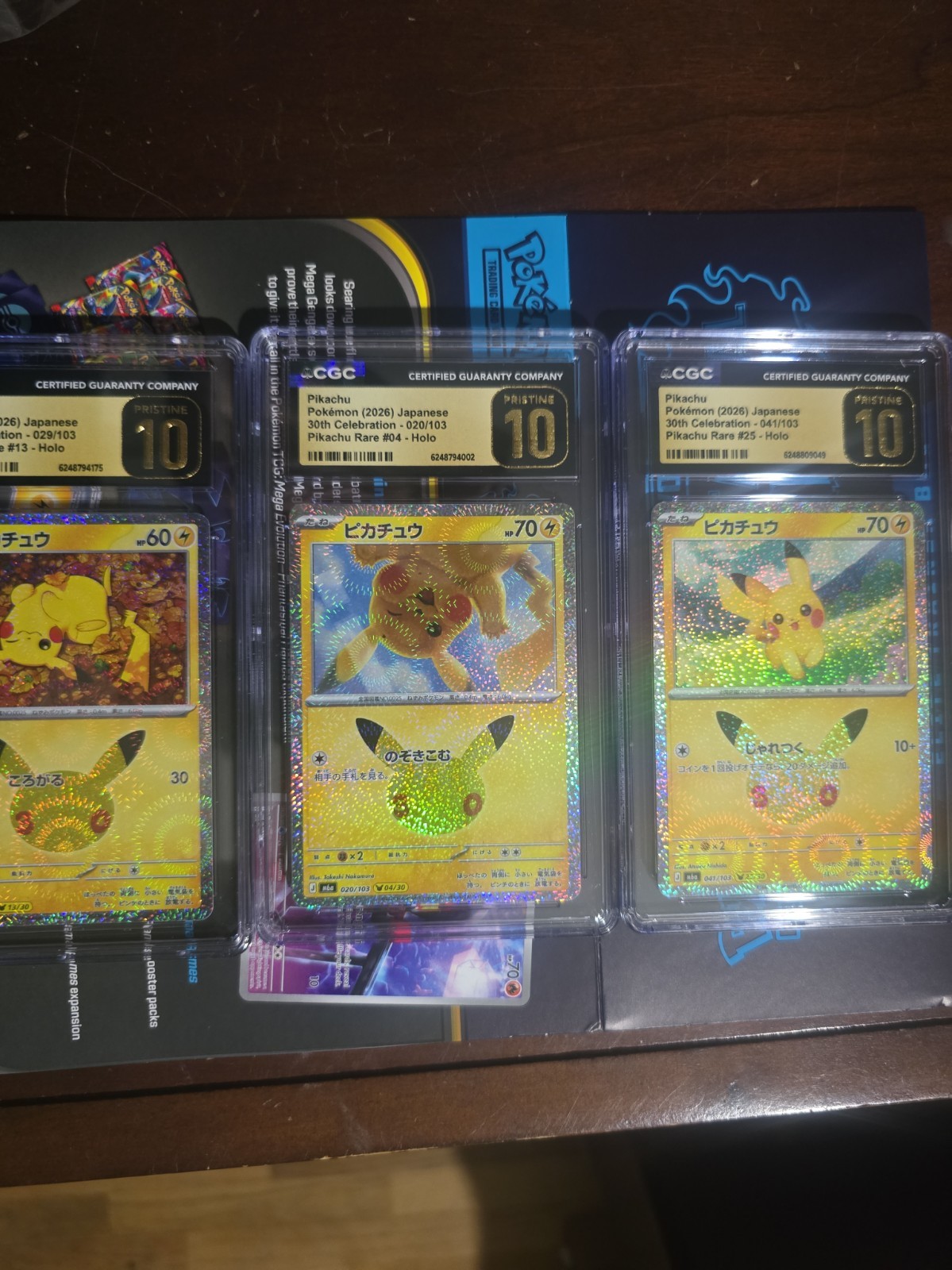 Pikachu 020/103 , 041/103, 029/103  30th Celebration Holo (Jpn) CGC Pristine 10