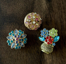 Ginger Snaps Lot 3 Gold Tone Colorful Floral ...
