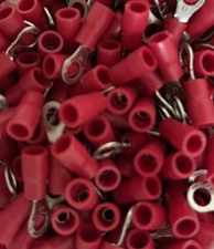 NEW 300pcs Ring Terminal Crimp Wire Connectors Electrical PVC 16-22 AWG - Red