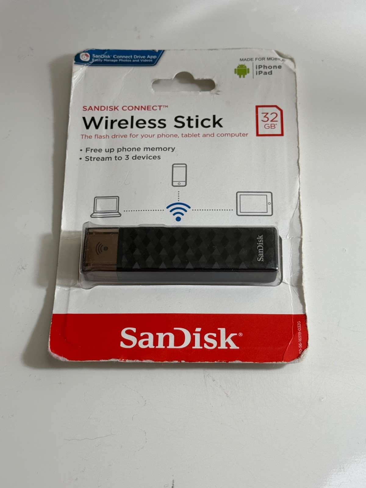 SanDisk Connect Wireless Stick Wi-Fi 32GB USB Flash Drive NEW OPEN BOX