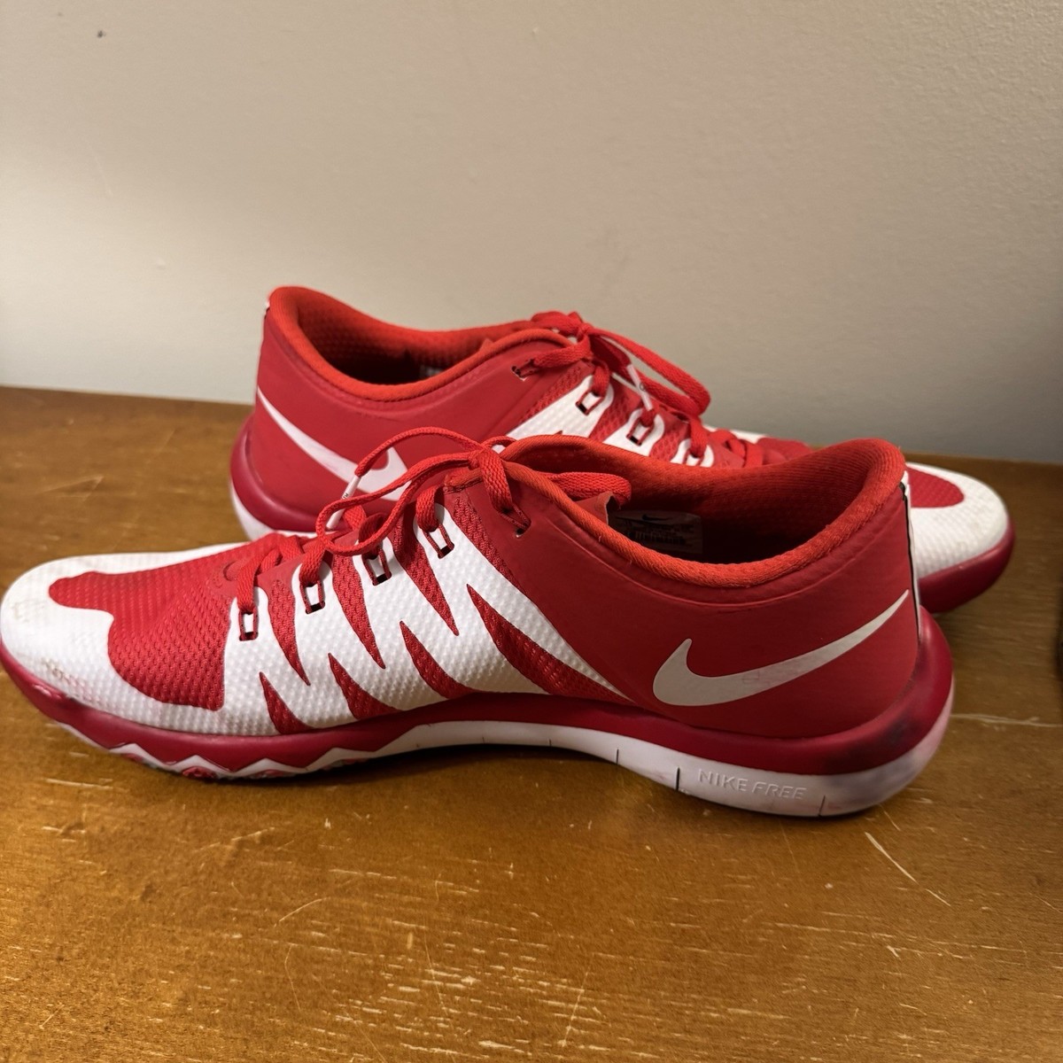 Nike Free Trainer 5.0 V6 AMP Ohio State Buckeyes 723939-603 White Red Mens 14 View 5