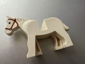 White Horse w Moveable Head from 6010 LEGO Lion Knights Supply Wagon - Retired