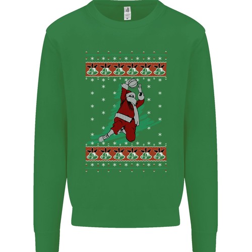 Basketball Santa Player Christmas Funny Kids Sweatshirt Jumper - Picture 6 of 29