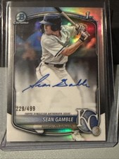 Sean Gamble 2025 Bowman Draft  Bowman 1st Refractor Auto /499  KC Royals SP