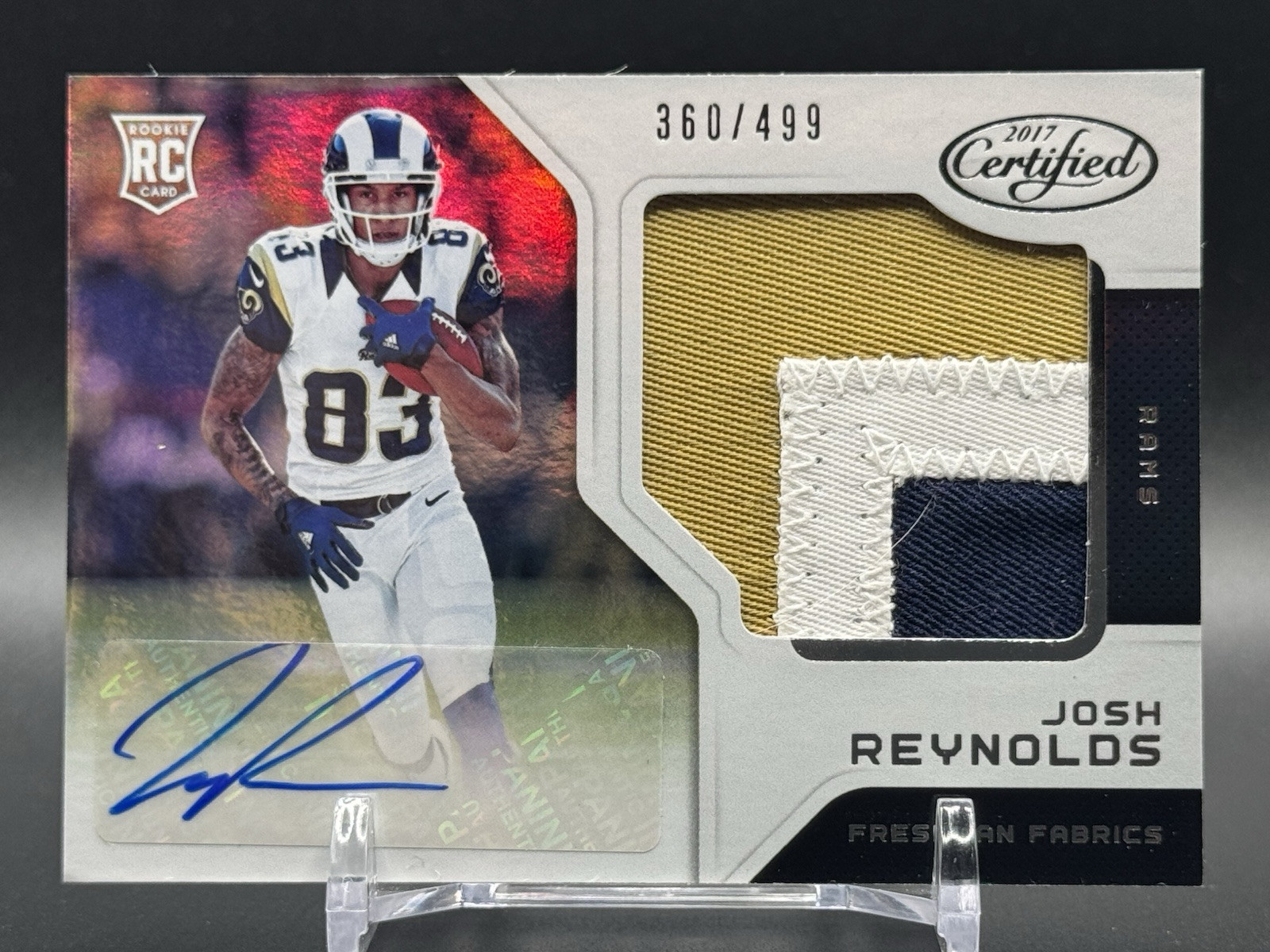 2017 Panini Certified Josh Reynolds Freshman Fabrics RC RPA  #’d/499