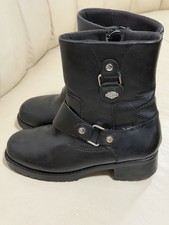 Harley Davidson Women Black Leather Alivia Harness Boots Preowned Sz 8