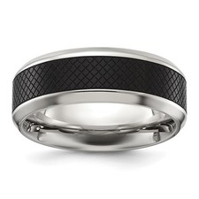 8mm Black Titanium Polished Wedding Band | Comfort Fit Stainless Steel