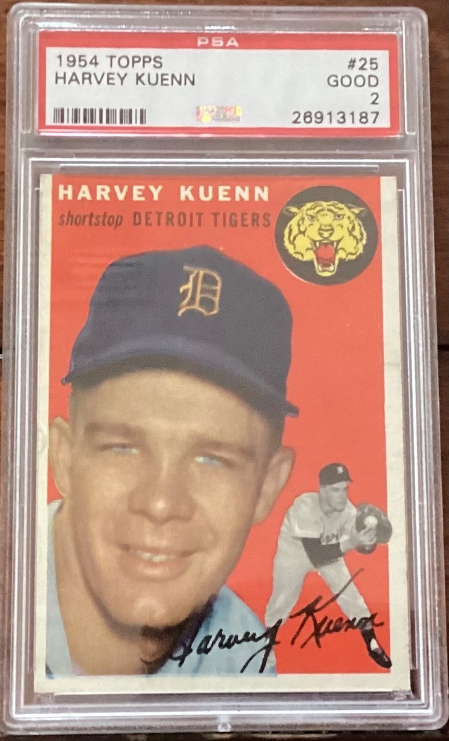 1954 Topps #25 Harvey Kuenn RC Detroit Tigers PSA 2 GD Awesome Card