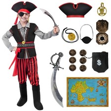 Halloween Boys Costume, Boys Pirate Costume, Kids Pirate Outfit with Accessor...