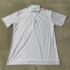 Collars  Co. Dress Collar Polo Shirt Mens Small White Geometric Featherweight