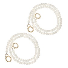 2Pcs Imitation Pearl Purse Strap, 32" Handbag Chain with Spring Clasp, 10mm