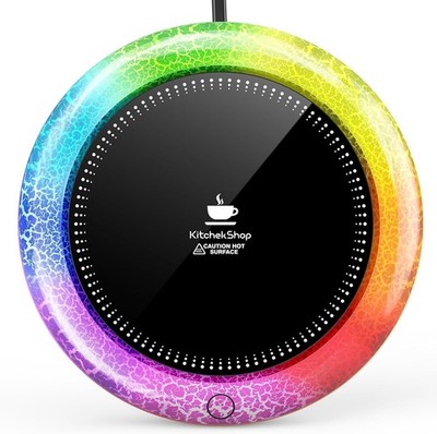 Smart Electric Coffee Mug Warmer With 7 LED Color Lights Auto On Off Gravity
