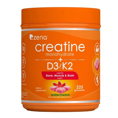 Zena Creatine Monohydrate Gummies with D3/K2, 225 Count, 5g Micronized Creatine
