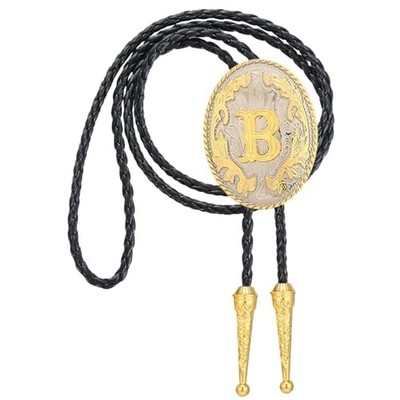 olo Tie for Men Western Cowboy Neck Tie Gold Mensolo Ties Initial Letter A to B