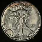 1945-D WALKING LIBERTY HALF DOLLAR LUSTROUS AU+/UNC TONED