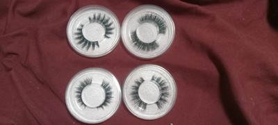 Set of 4 Full Volume Black Strip False Eyelashes in Round Cases