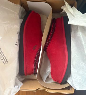 ugg K tasman II, red and black, size 4, youth slippers, limited edition