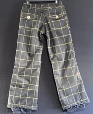 SESSIONS Premier Series S Waterproof Snowboard Pants Recco Smash Window Plaid 5