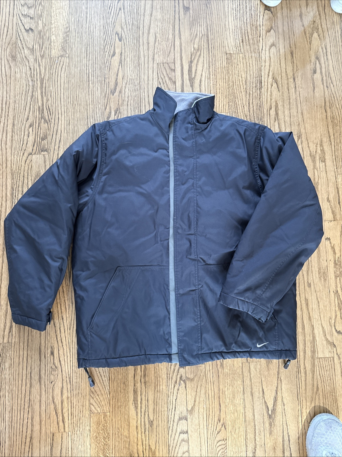 SACAI X NIKE VINTAGE NIKE Puffer Jacket Uomo Large Jet Black Stratificato Tutte le Condizioni Gear Y2K