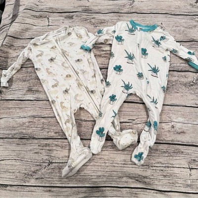 Lot of 2 Unisex Bamboo Footies: Angel Dear & Kyte Both Size 3-6
