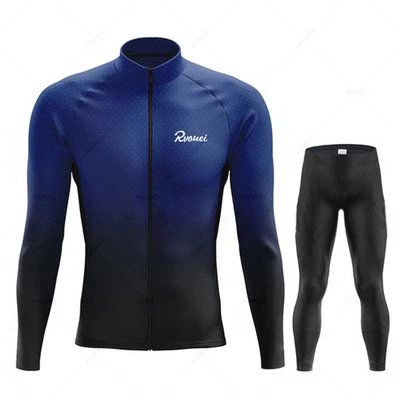 Rvouei Herbst Fahrradtrikot Set Herren 2025 Langarm MTB Rennrad Kleidung