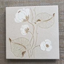 Vintage Ceramic Tile Trivet Italian Tonal Rose's  Art  1970s 8" Excellent 