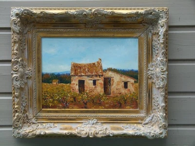 Huile sur toile encadrée Le cabanon des vignes signée Sylvie PIOLI - Photo 1/4