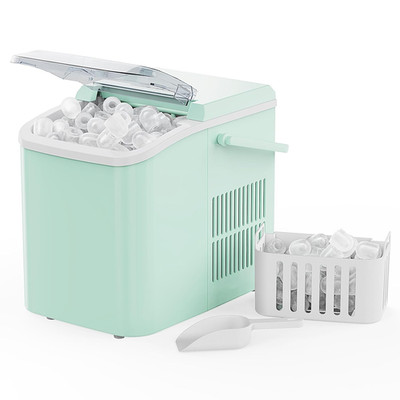 Ice Makers Countertop with Handle, Portable Ice Machine, 9 Bullet Ice Cubes in 6