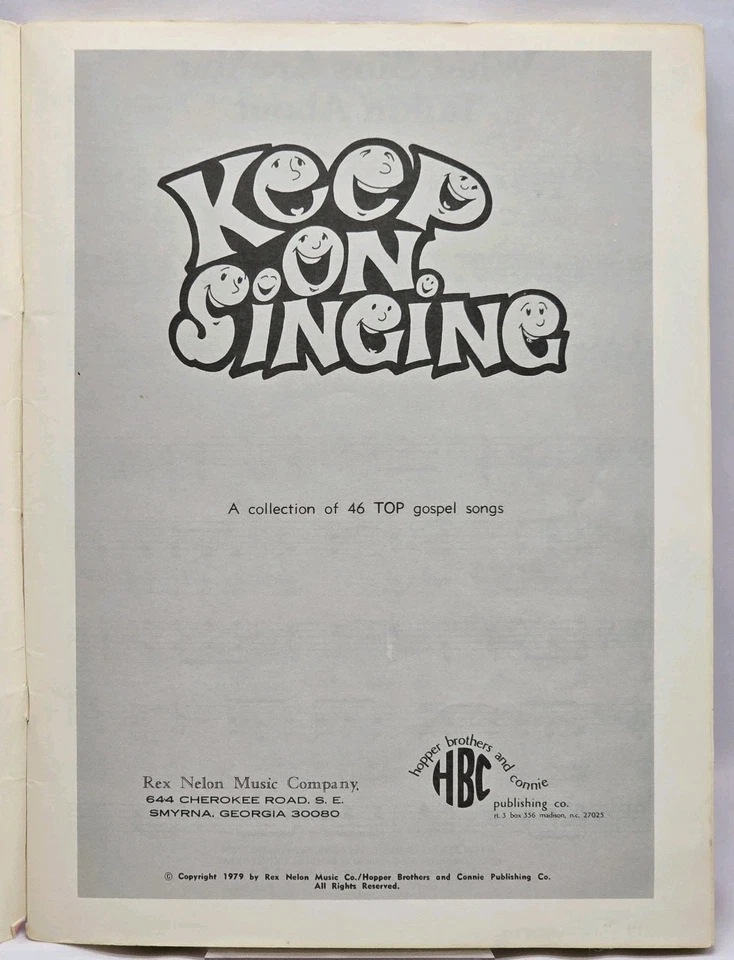 Vtg KEEP ON SINGING Songbook Christian Southern Gospel Music OOP 1979 Vol 1? - Image 3 of 4