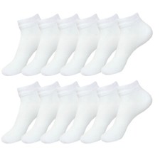SPANDEX SOCKS COTTON 12 PAIRS ANKLE WHITE SOCKS THIN SPORTS SOCKS SIZE 9-11