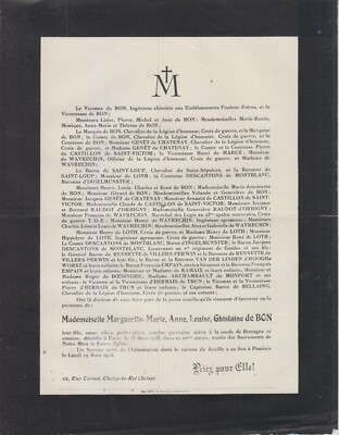 Sterbeurkunde Marguerite-Marie de BON (Pamiers, 1919 - Paris, 1928).