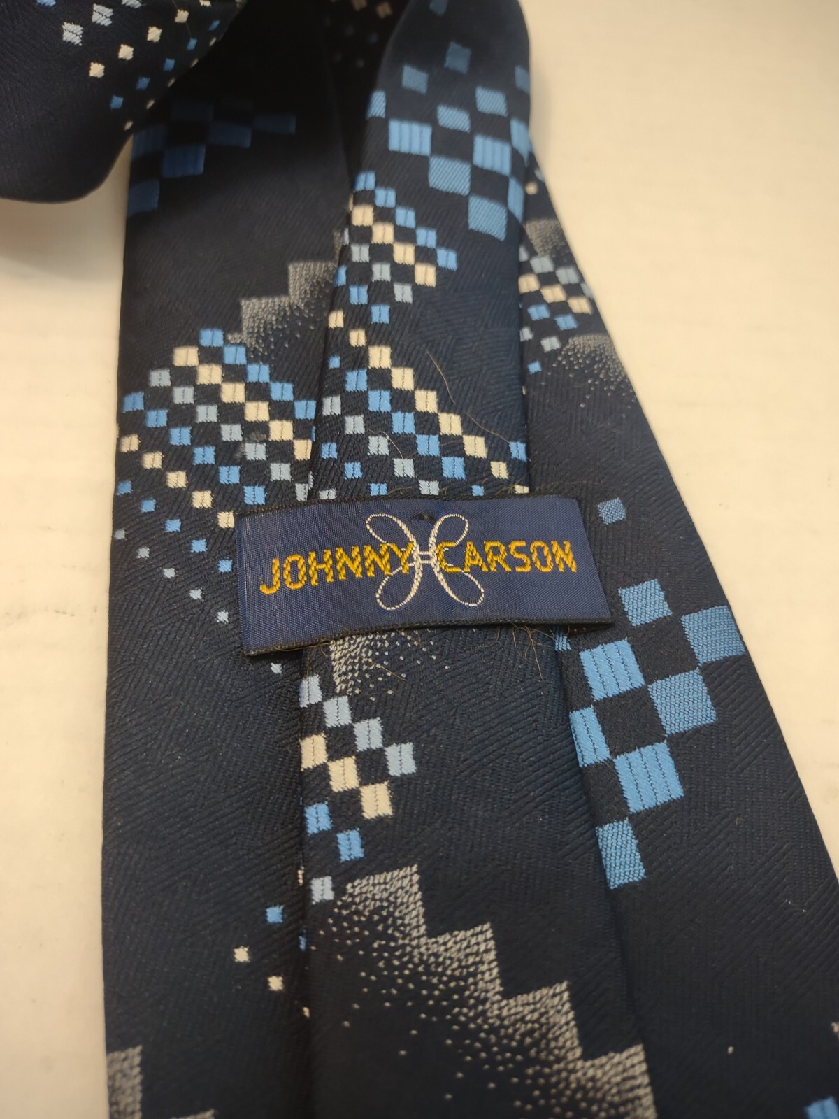 Johnny Carson Blue Geometric Polyester Necktie Vi… - image 3