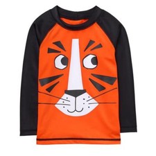 NWT Gymboree Getaway Shop Tiger Orange Boys Long Sleeve Rash Guard Swim Shirt