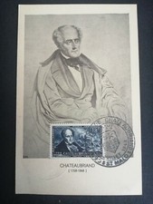 FRANCE CARTE POSTALE YVERT 816 VICOMTE CHATEAUBRIAND 18F SAINT MALO 1948