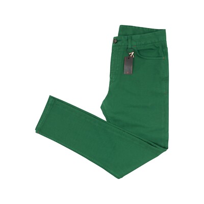690$ ISAIA NAPOLI Grüne Chino 5 Taschen Hose Twill Baumwolle