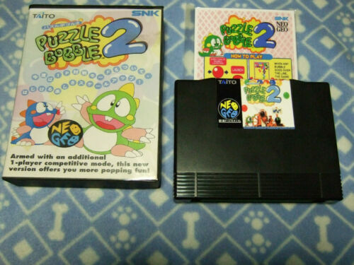 【Bon】NEO GEO AES ROM Puzzle Bobble 2 MVS Convert Excellent w/Case Paper