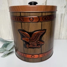 Vintage J.L. Clark Metal Cookie Canister Eagle Emblem Rockford Illinois