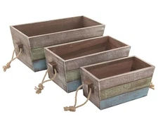 NIB New MYGIFT Multicolored Wood Nesting Storage Boxes Crates Baskets 3 Pc Set