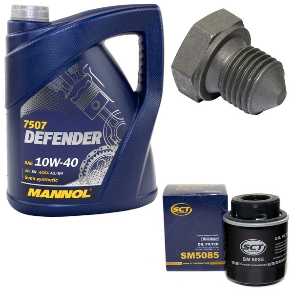 MotoröL Set 10W-40 5 Liter + ÖLfilter SM 5085 + Schraube FüR Audi A1 1.4 185 PS-image