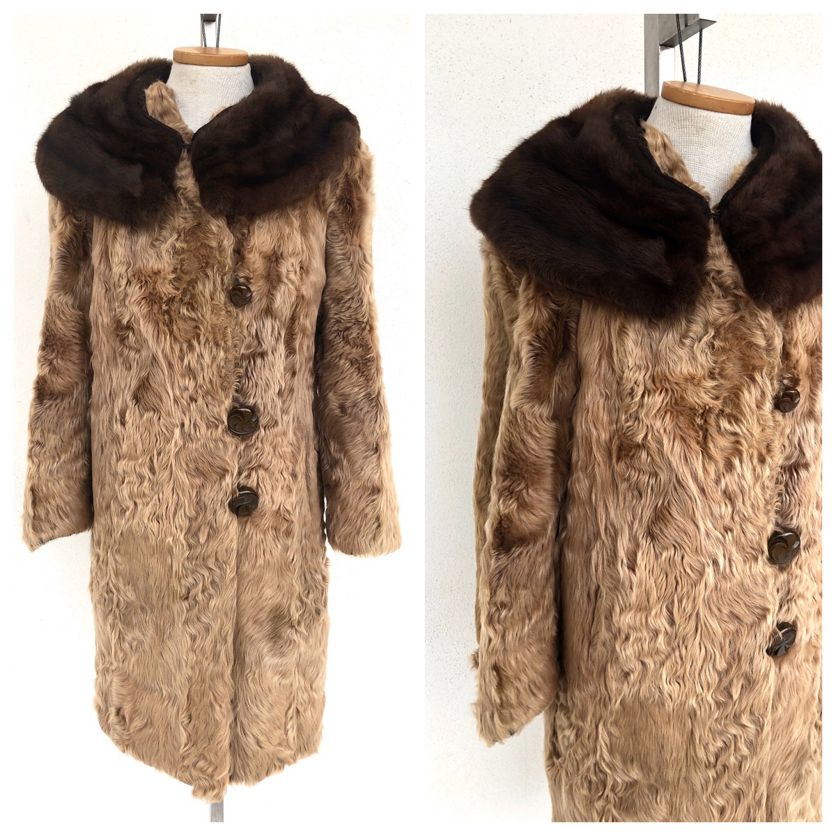 Vintage VTG 1930s 30s Goat Mink Light Brown Fur Coat