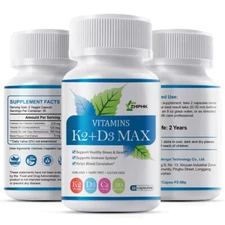 New/Vitamin D3 K2 5000 iu of D-3&100mcg of Vitamin K-2 as MK-7 2-1 Complex