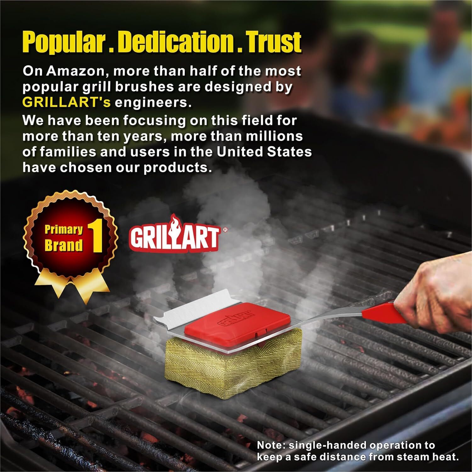 GRILLART Grill Brush Bristle Free. [RescueUpgraded] BBQ Replaceable
