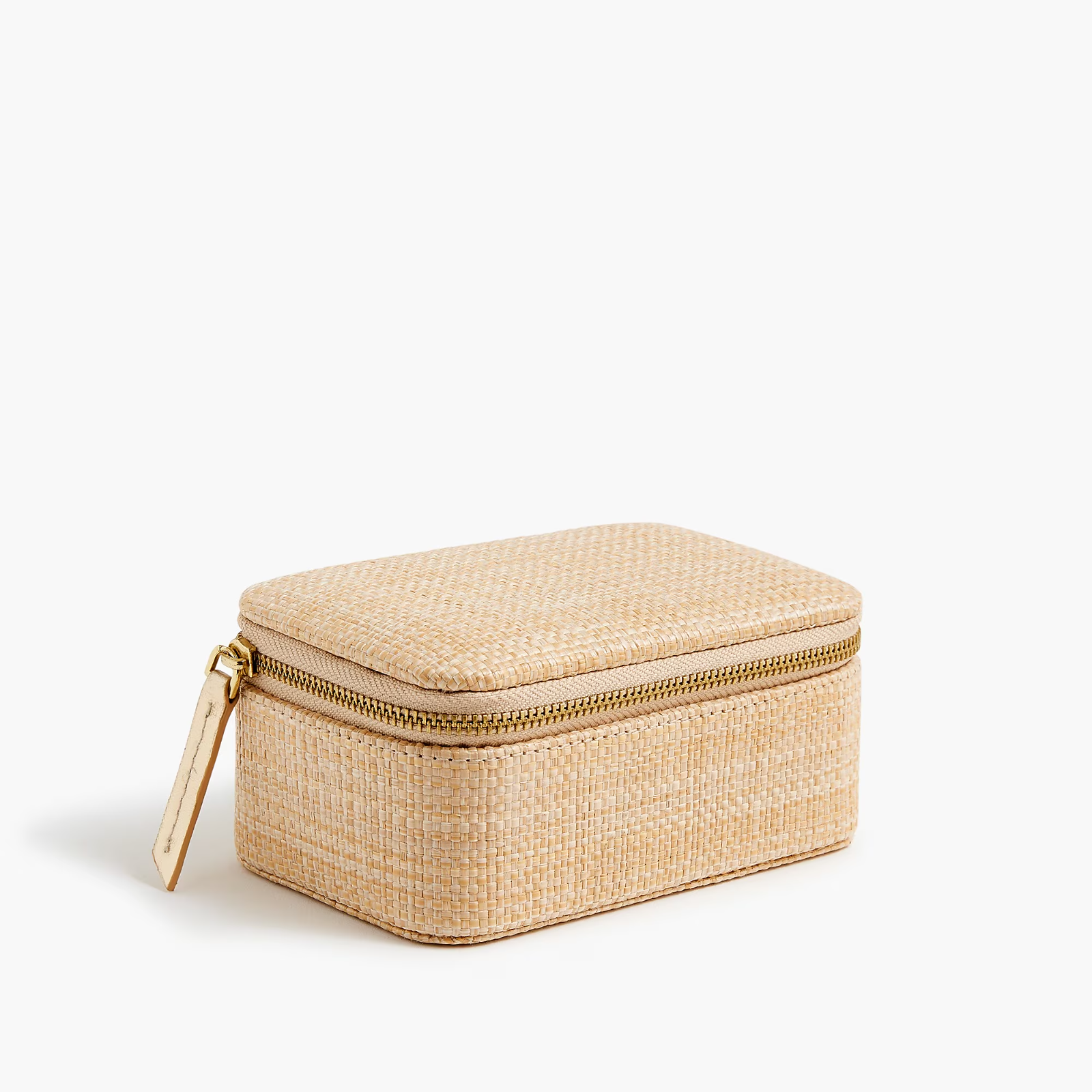 J Crew Factory Woven Raffia Jewelry Case in Natural Multi Goldtone BY811 NWT