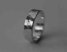Hammered Band Ring 925 Solid Silver Simple Band, Thick Band Ring 5mm Band Ring