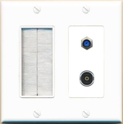 RiteAV F81 TOSLINK with Brush Wall Plate [White]