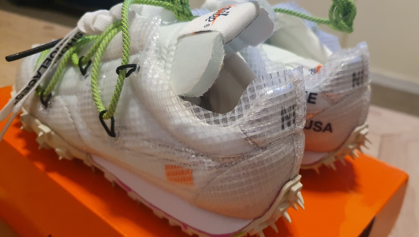 OFF WHITE X NIKE Nike X Off White Waffle Racer bianco nero verde elettrico CD8180 100 UK 3 EU36
